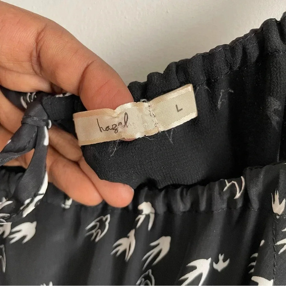 Hazel Dress Midi Bird Print L Whimsigoth Fairy Grunge Boho Cottagecore Peasant - Picture 2 of 7